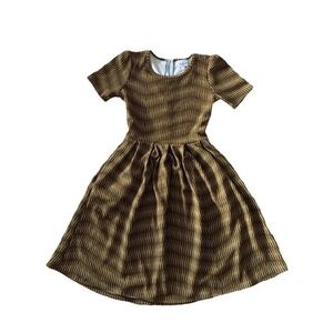 LuLaRoe Fit & Flare Dress Brown Yellow  Sz XS‎